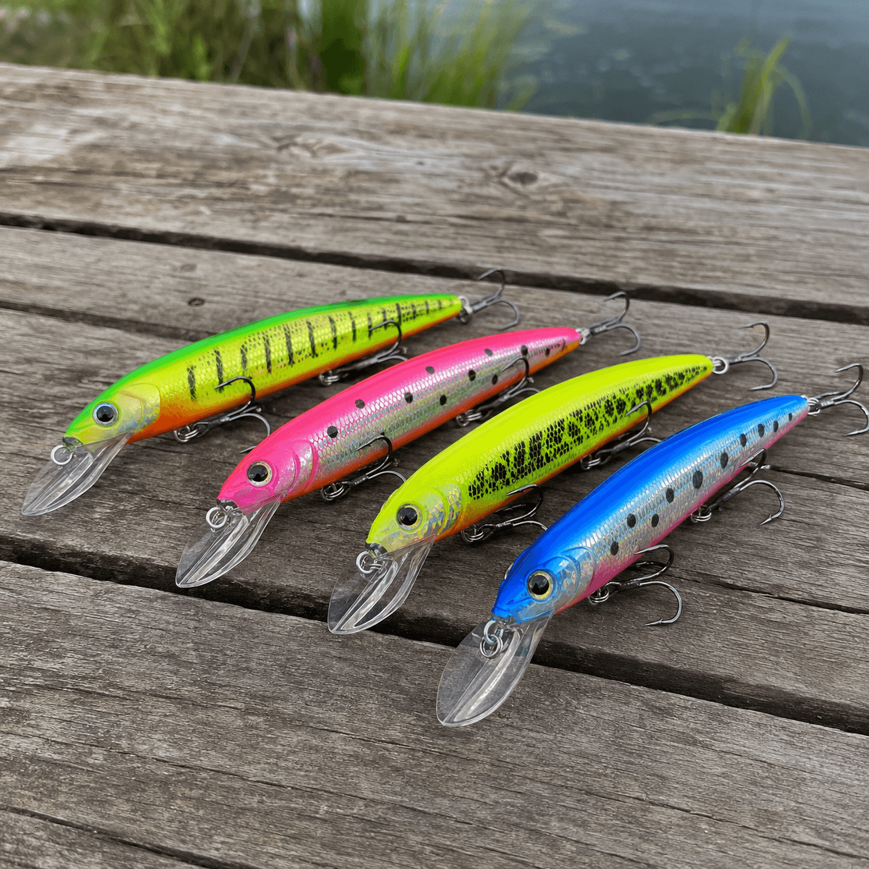 4-Pack Neon Jerkbaits by Raleigh’s Cranks
